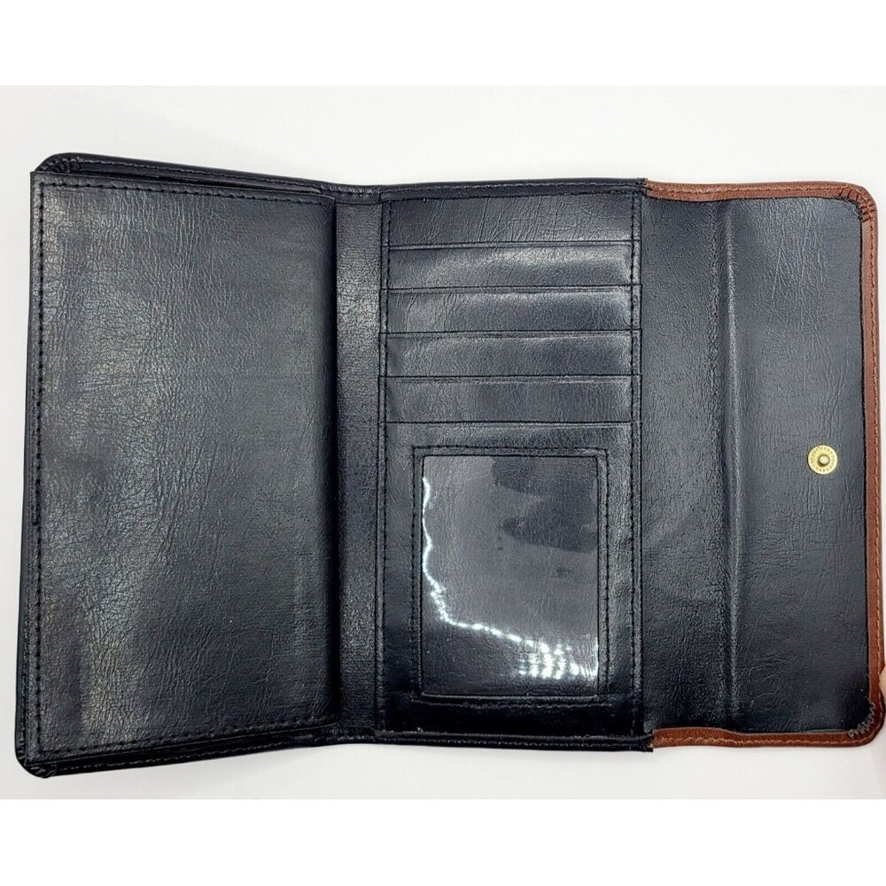 Donna Karan Wallet Clutch Leather Purse Black Brown Genuine Crafted Women's - Picture 2 of 8